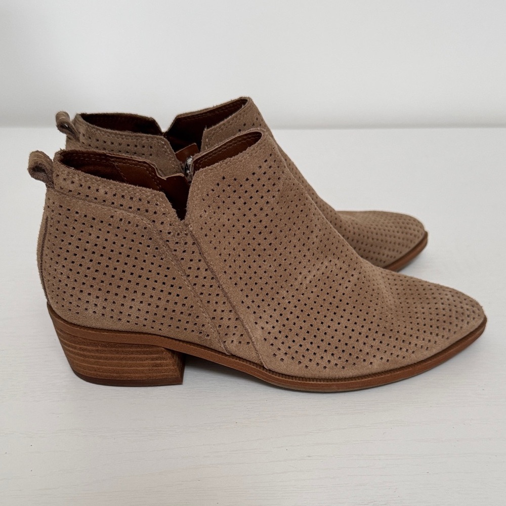 Franco Sarto Tan Suede Ankle Boots